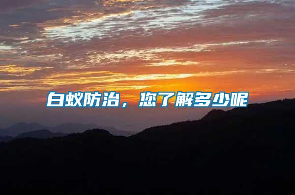 白蟻防治，您了解多少呢